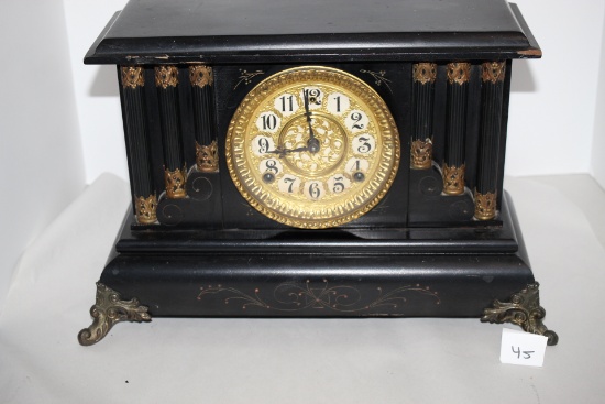 Vintage Mantel Clock, Gilbert Clock, 16" x 6" x 11"