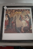 Framed Under Glass Norman Rockwell Christmas Homecoming Print, Sealed, copyright 1948