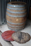 Wooden Barrel & 2 Ends/Lids, Barrel 34 1/2