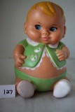 Vintage Plum Press Rubber Doll, 1967, Uneeda Doll Co. Inc., 7 1/2
