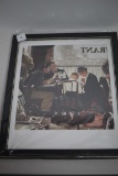 Framed Under Glass Norman Rockwell Saying Grace Print, Sealed, copyright 1951