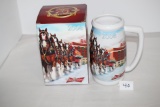 2008 Budweiser 75 Years Of Proud Tradition Holiday Stein, Handcrafted For Anheuser Busch Inc.