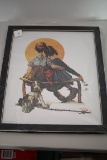 Framed Under Glass Norman Rockwell The Spooners Kids Sunset Print, copyright 1926