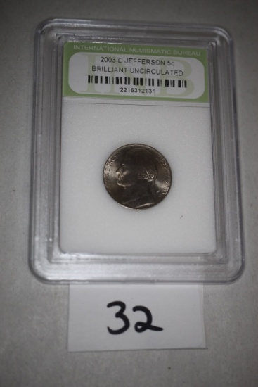 2003-D Jefferson Nickle, Brilliant Uncirculated, International Numismatic Bureau, 2216312131