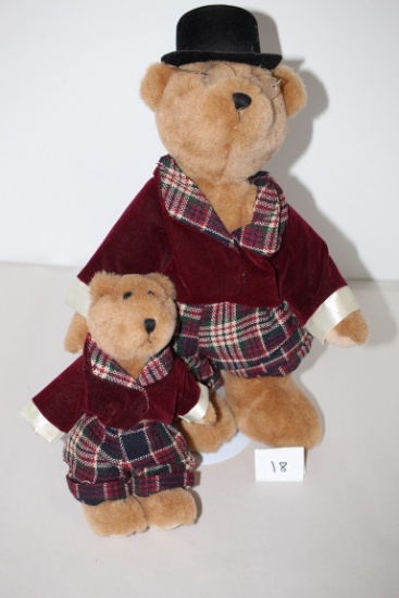 2 Anco Plush Bears, 7 1/2" & 13", Smoke Free