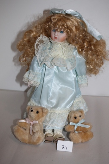 House Of Lloyd Private Collection Doll & Bears-15", Bears-4", Smoke Free