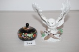 Porcelain White Owl Figurine-6
