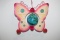 Hanging Butterfly Decoration, Metal & Glass, 10 1/2