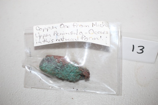 Copper Ore From Michigan Upper Peninsula, See Sellers Note, 2"L x 1/2"W