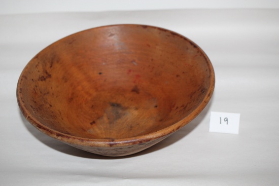 Wooden Bowl, Made In Japan, 9 3/4" Round x 3 1/4"H
