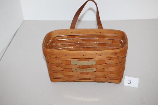 1997 Longaberger Wall Hanging Mail Basket, Handwoven, Plastic Insert, 9" x 5" x 5"H