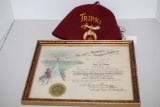 Tripoli Shriner Hat & Shriners Hospitals For Crippled Children Certificate