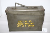 Military Ammunition Box, Metal, 250 Cal .30, Linked Ball M2, Lot LC L-39506, 10