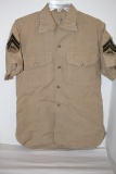 US Marine Corps Uniform Shirt With E-4 Corporal Chevrons, Size Medium