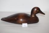 Duck Wood Carving, Glass Eyes, Walnut?, 15