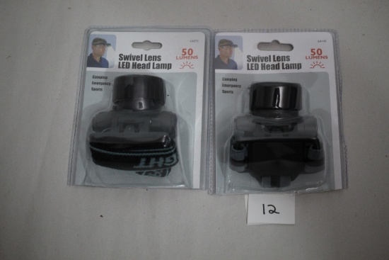 2 Swivel Lens LED Head Lamps, 50 Lumens, NIP