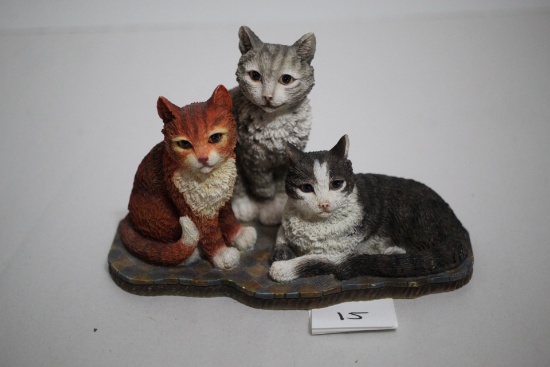 Triple Trouble Cats Figurine, Resin, 1999 First Edition, Viv Elsner, #60160101, Lang & Wise, Ltd.