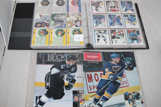 Assorted Hockey Trading Cards In 1" Binder, 2 Beckett Hockey Magazines-1990 & 1992