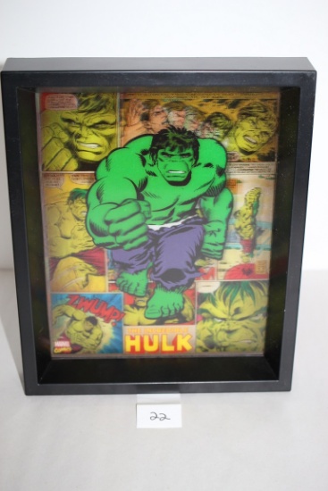Framed The Incredible Hulk 3D Picture, Marvel Comics, 11 1/4" x 9 1/4" Including Frame