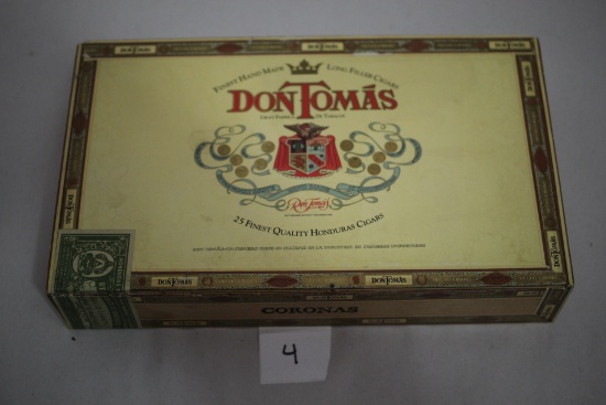 Don Tomas Coronas Wooden Cigar Box, 10" x 6" x 2"