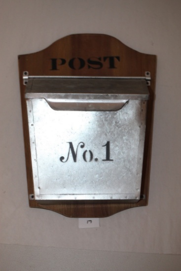 Hangable Letter Box, Wood & Metal, 15 1/2" x 11 3/4", Metal Box-9 1/2"W x 10"