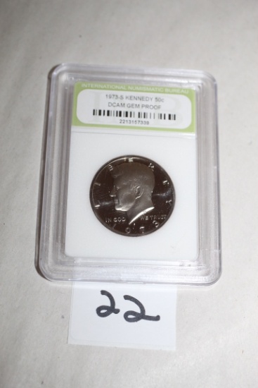 1973-S Kennedy Half Dollar, DCAM Gem Proof, International Numismatic Bureau, 2213157339