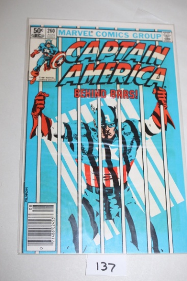 Captain America Comic Book, 50 Cents, #260, August 1981, Marvel Comics, Bagged & Boarded