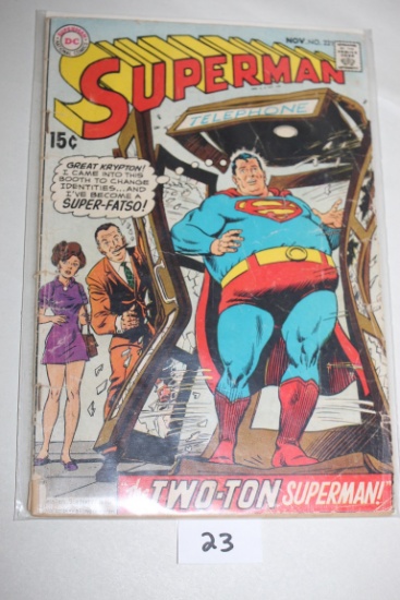 Superman Comic Book, 15 Cents, #221, November, DC Superman National Comics