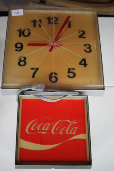 Coca Cola Illuminated Clock, Plastic, 20 3/4" x 12"
