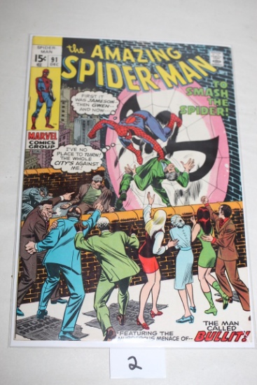 Spider-Man Comic Book, 15 Cents, #91, December, Marvel Comics, Bagged & Boarded