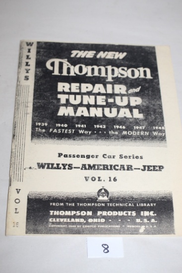 Thompson Repair and Tune-Up Manual, Passenger Car Series-Willys-Americar-Jeep, Vol. 16