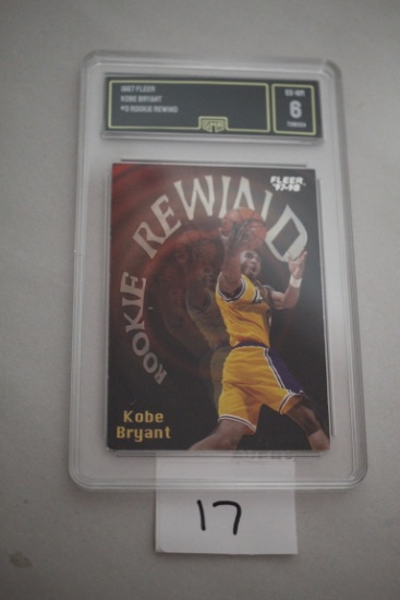 Kobe Bryant Graded Card, 1997 Fleer, #3 Rookie Rewind, GMA Grade 6, EX-NM, 7280124
