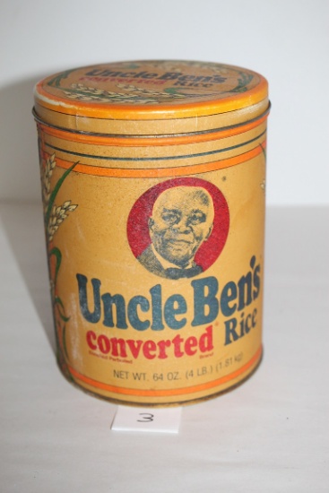Uncle Ben's Converted Rice Tin, 1985, 7 1/4" x 5 1/2" Round
