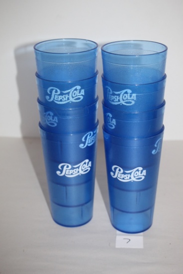 8 Pepsi Cola Classic Script Plastic Tumblers, Impact Int'l., 6 1/2"L