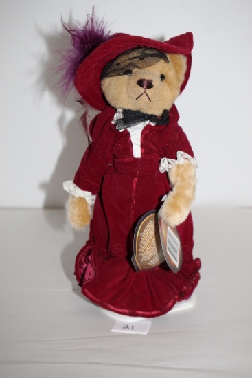 Gabrielle-1910's Bear With Stand, Brass Button Bears, 20th Century Collectibles, 1999 RNR Inc., 12"