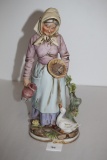 Vintage Porcelain Woman & Goose Figurine, Homco, #9188, 13 1/2
