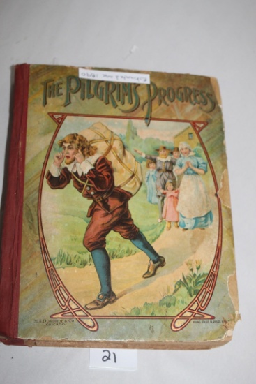 Vintage The Pilgrim's Progress Book, John Bunyan, Estimated circa 1890, Shows Wear