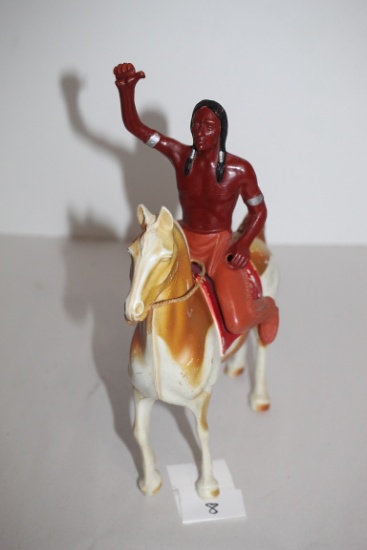 Vintage Red Ryder Horse & Indian, circa 1950's, Plastic, 8"L x 10"H Including Indian On Back