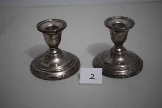 Vintage International Sterling Weighted Reinforced Candle Stick Holders, N238, 3 1/2" x 3 1/2"