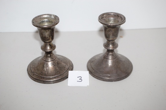Towle Sterling Candle Stick Holders, Weighted, 4 1/4" x 3 1/2" Round