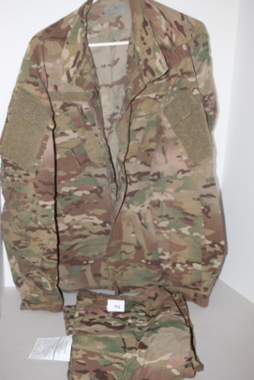 Military Camo Coat & Trousers-US Army Team Soldier Certified Gear-Both Size Large/Long