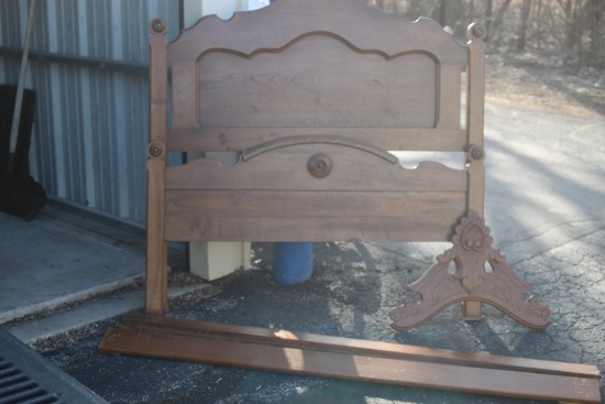 Vintage Wooden Bed Frame, Approx. 6'L x 55"W x 53"H