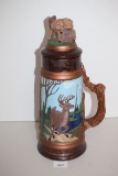 Tall Deer Stein, Hand Painted, Ceramic, 16