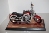 Harley Davidson Fat Boy Motorcycle Model On Stand, Plastic, Motorcycle 14