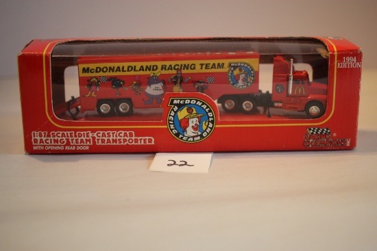 McDonaldland Racing Team Transporter With Opening Rear Door, 1:87 Scale Die-Cast Cab