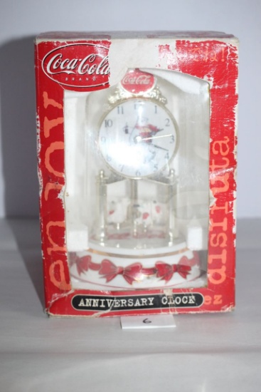 Coca Cola Brand Anniversary Clock, Model CCM46A, Uses One AA Battery, 7"H