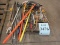 LOT ASST'D CROWBARS, TOOL BOX, METAL TABLES, JACKS, AND ROLLING STAND
