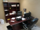 CONTENTS OF OFFICE & FRONT STORE - (4) DESKS, CREDENZA, (2) FILE CABINETS, KYOCERA ECOSYS M3550IDN