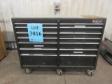 TACTIX 14 DRAWER ROLLING TOOL CABINET, WITH ASST'D TOOLS PLIERS, DRILL BITS, WRENCHES, HAMMERS, HOLE
