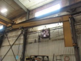 GORBEL 2-TON WALL MOUNTED JIB CRANE WITH BUDGIT 2-TON ELECTRIC CHAIN HOIST, APPROX. 17' FT SPAN